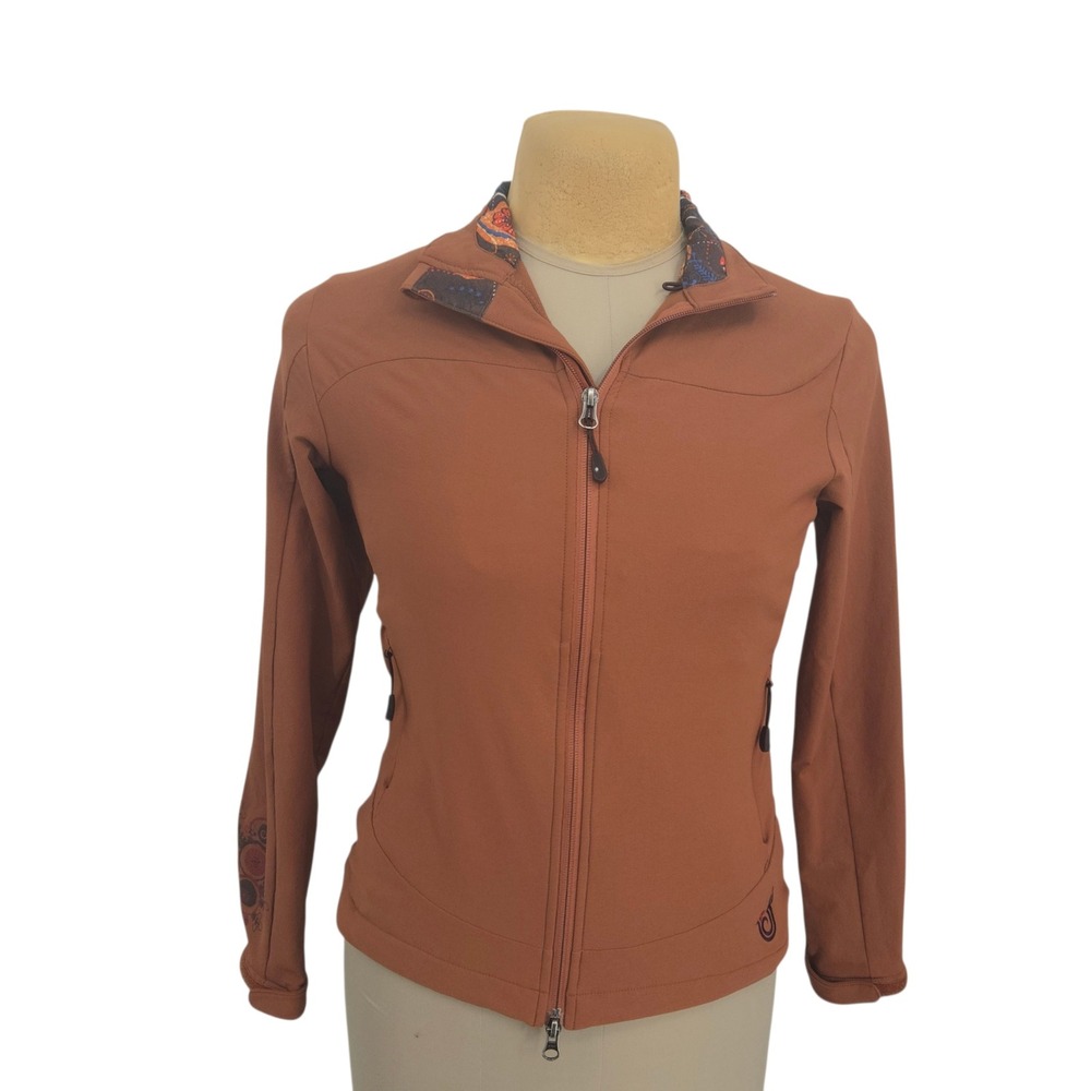 Isis Softshell Jacket Women Size 6 Terracotta Orange Floral Outdoor Gorpcore
